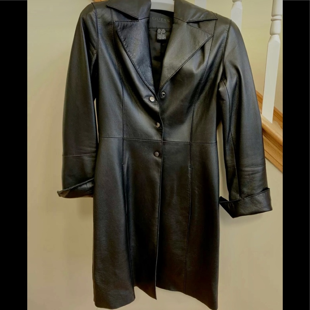 Long leather  Guess coat